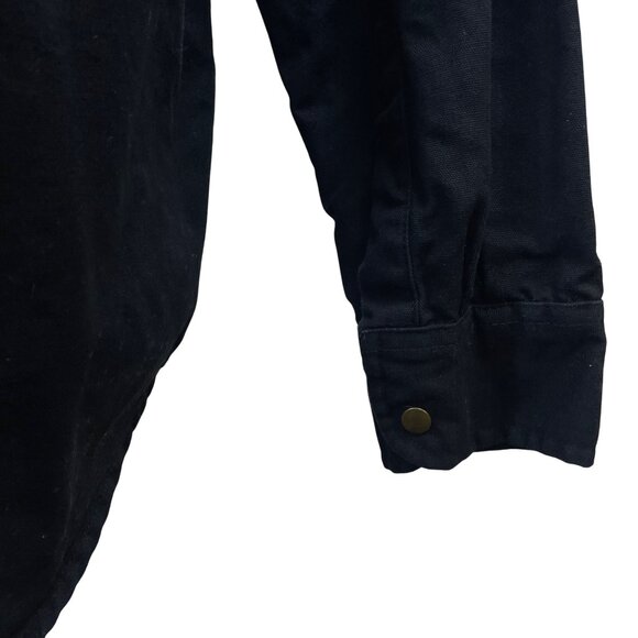 River's End Mens Black Cotton Button-Down Shirt Jacket Plaid Lined Size Large - Picture 7 of 9